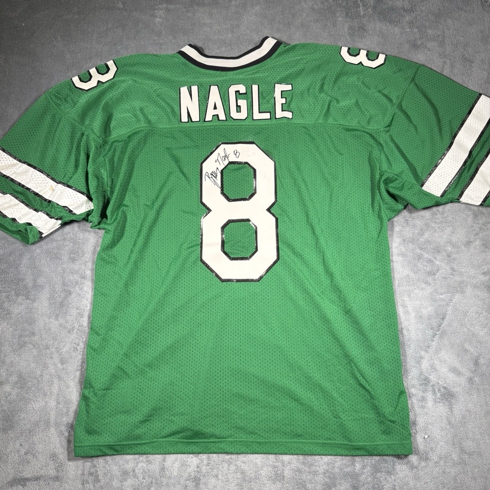 Vintage New York‎ Jets QB Browning Nagle Signed Russell Athletic Jersey Size 52